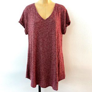 Ava & Viv Red Stretchy V Neck Top